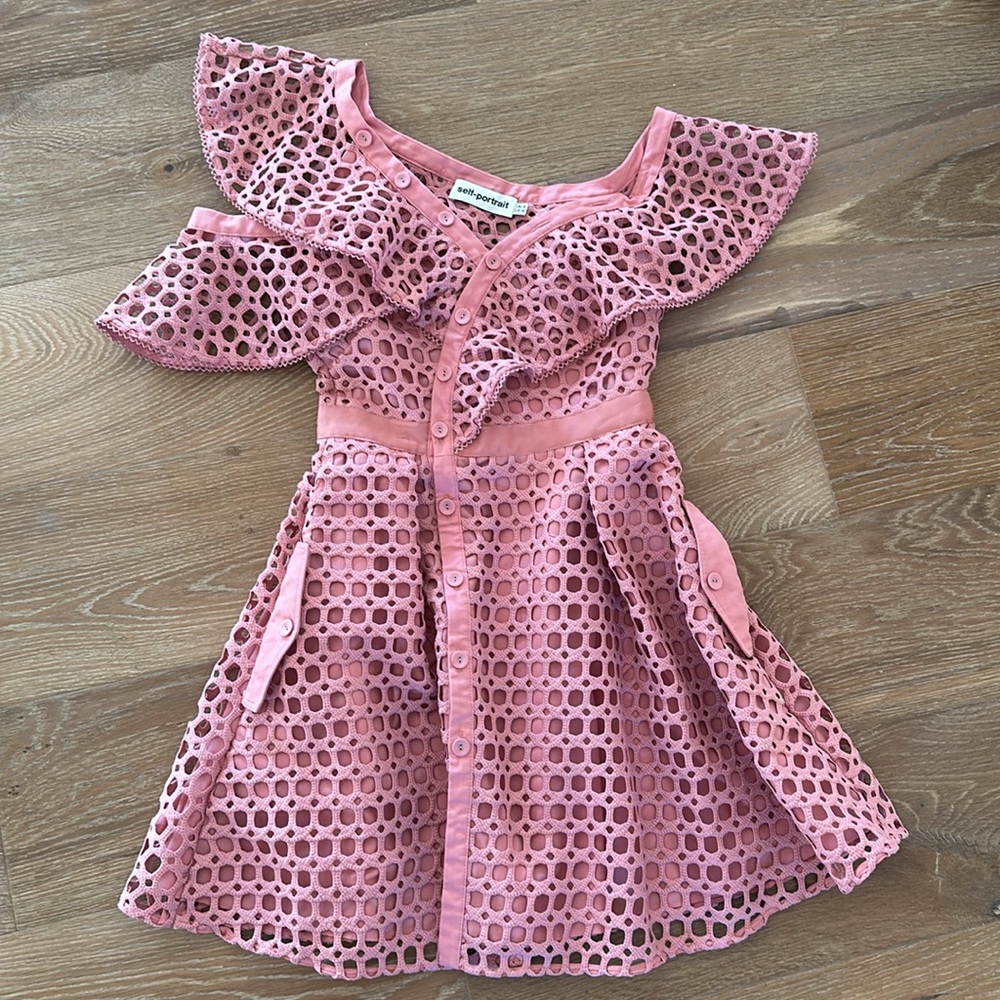 Self-Portrait Pink Eyelet Dress